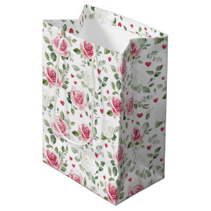 Rosen-Blumen-Herzen-Junggesellinnen-Abschiedsparty Mittlere Geschenktüte