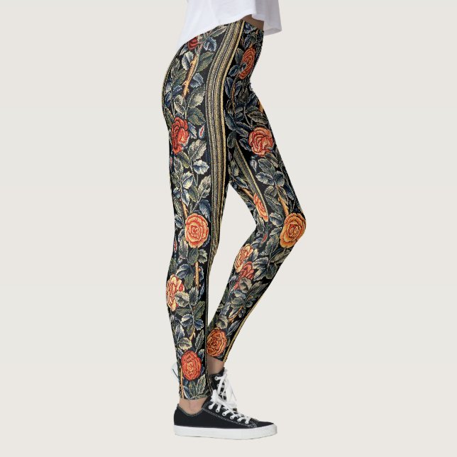 Rosen-Blumen-Kunst Nouveau ganz über Druck Legging Leggings (Rechts)