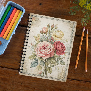 Rosen Blumen Süß Vintage-Muster Notizblock