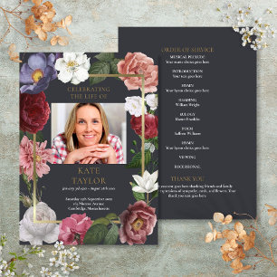 Rosen-Blumen-Trauerfoto-Ordnung des Gottesdienstes Programm
