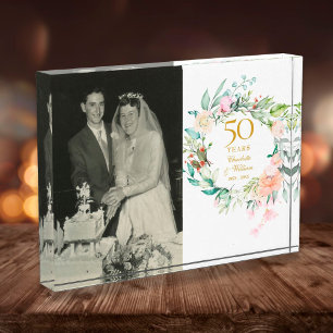Rosen Blumen zum 50. goldenen Hochzeitstag Fotoblock