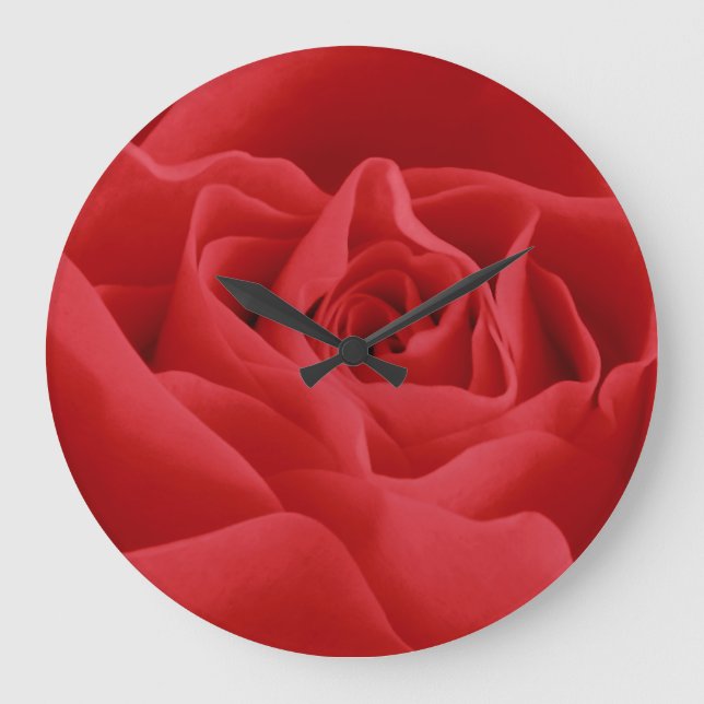 Rosen-Blumenblätter Große Wanduhr (Vorderseite)