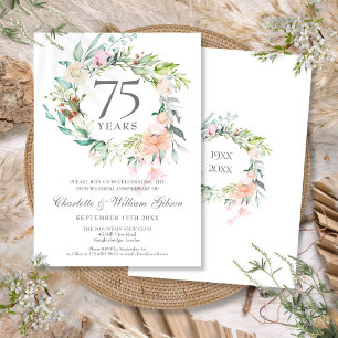 Rosen-Blumengirlande 75. Hochzeitstag Einladung