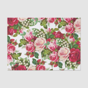 Rosen-Blumenmuster des Chic Vintages rotes rosa Seidenpapier
