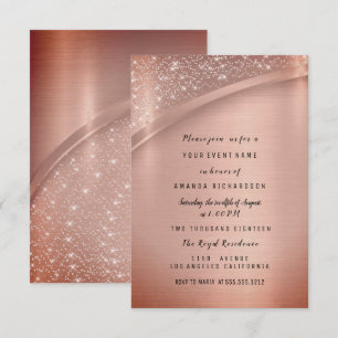 Rosen Blush Glitzer Spark Geburtstagsparty Einladung