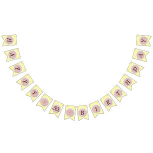 Rosen-Blüte/Rosa u. Gelb/30. Geburtstag Wimpelkette