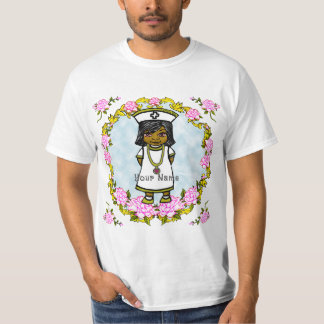 Rosen Braunes Mädchen Krankenschwester T-Shirt