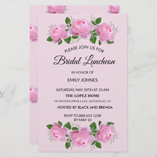 Rosen, Bridal Luncheon Briefpapier (Vorne/Hinten)