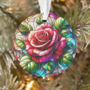 Rosen-Buntglas-Effekt Elegantes florales Design Ornament