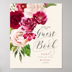 Rosen Burgund/Creme Gästebuch zur Hochzeit ID584