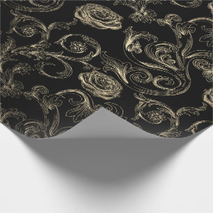 Rosen Champaign Gold Classic Schwarz Paris Geschenkpapier