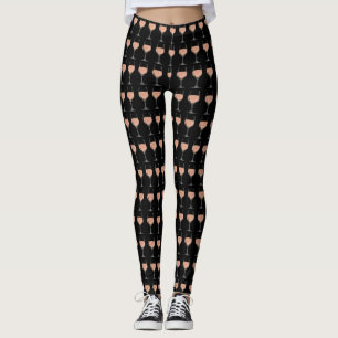 Rosen-den ganzen Tag Wein-Glas-Leggings Leggings
