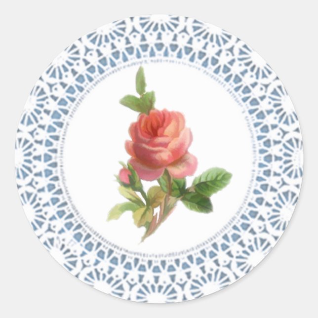 Rosen-Doily-Aufkleber Runder Aufkleber (Vorderseite)