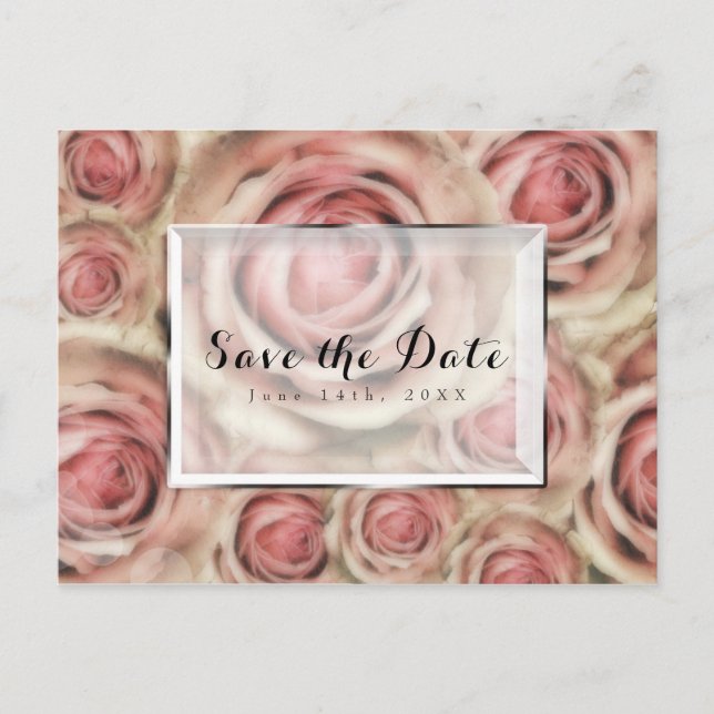 Rosen Elegant Save the Date Einladungen (Vorderseite)