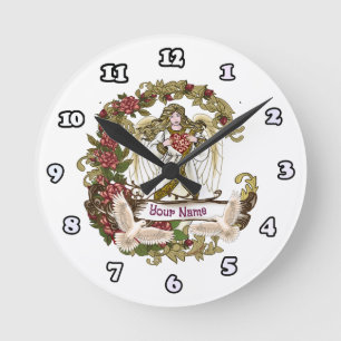 Rosen Engel Runde Wanduhr