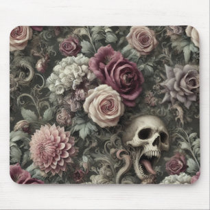 Rosen ernten – Gotischer Blumen-Totenkopf Mousepad