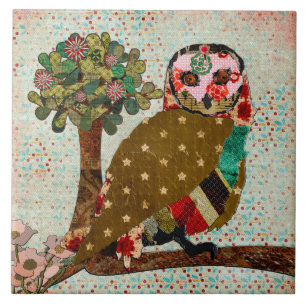 Rosen-Eulen-Vintage Fliese