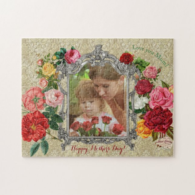 Rosen-extravaganter barocker Foto-Rahmen der Puzzle (Horizontal)