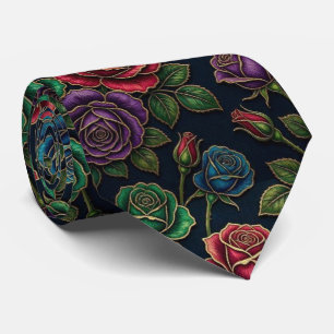 Rosen Faux-Seide   Juwel-Ton + Gold Gentleman's Krawatte