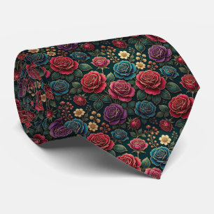 Rosen Faux-Seide   Juwel-Ton + Gold Gentleman's Krawatte