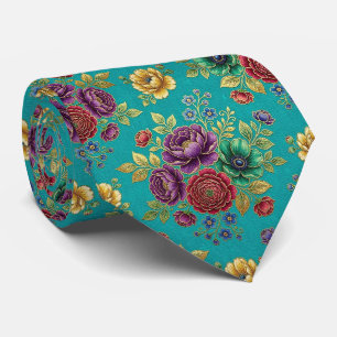 Rosen Faux-Seide   Juwel-Ton + Gold Gentleman's Krawatte