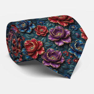 Rosen Faux-Seide Juwel-Ton + Gold Gentleman's Krawatte