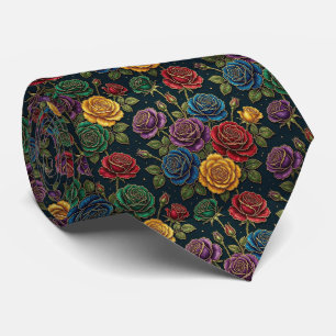 Rosen Faux-Seide Juwel-Ton + Gold Gentleman's Krawatte