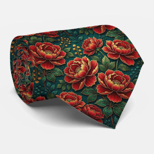 Rosen Faux-Seide Juwel-Ton + Gold Gentleman's Krawatte