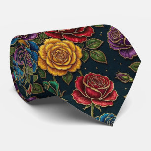 Rosen Faux-Seide Juwel-Ton + Gold Gentleman's Krawatte