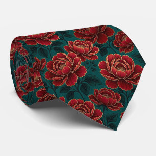 Rosen Faux-Seide Juwel-Ton + Gold Gentleman's Krawatte