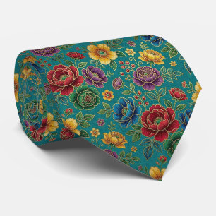 Rosen Faux-Seide Juwel-Ton + Gold Gentleman's Krawatte