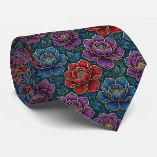 Rosen Faux-Seide Juwel-Ton + Gold Gentleman's Krawatte