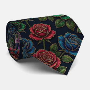 Rosen Faux-Seide Juwel-Ton + Gold Gentleman's Krawatte