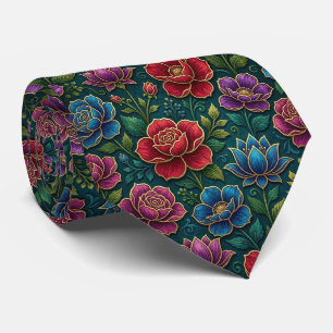 Rosen Faux-Seide   Juwel-Ton + Gold Gentleman's Krawatte