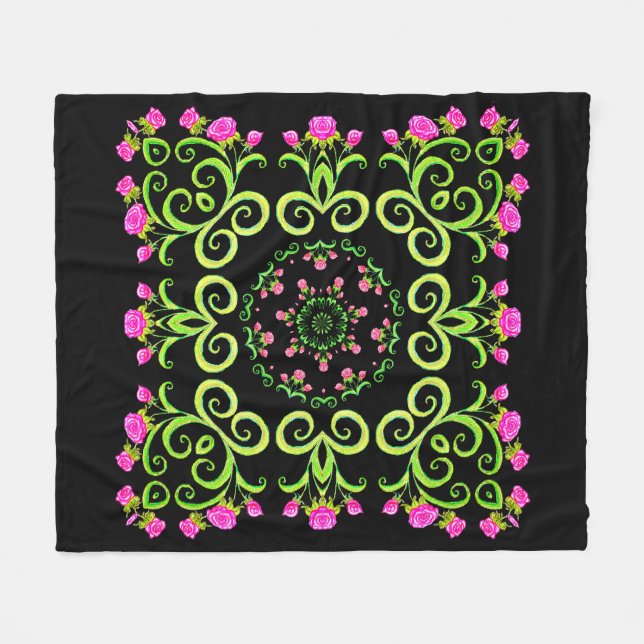 Rosen-Fiesta-Party Fleecedecke (Vorderseite (Horizontal))