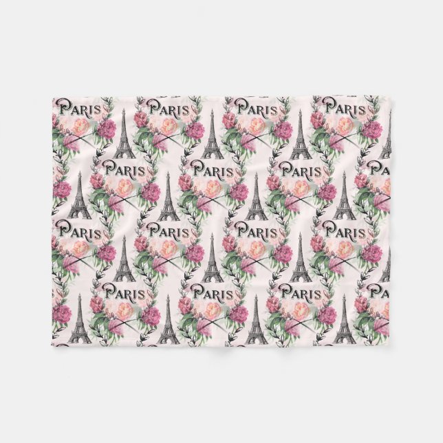 Rosen-Fleece-Decke Paris Vintage rosa Fleecedecke (Vorderseite (Horizontal))