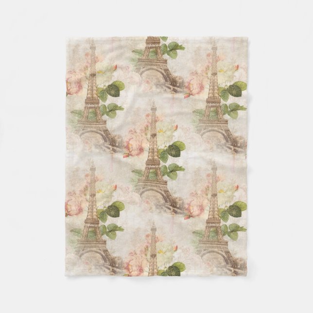 Rosen-Fleece-Decke Paris Vintage rosa Fleecedecke (Vorderseite)