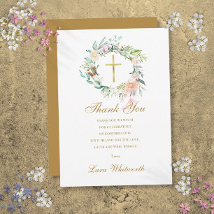 Rosen Floral Gold Schrift Bestätigung Dankeskarte