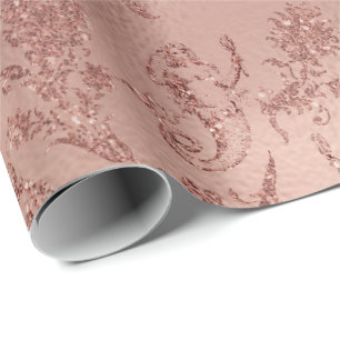 Rosen Floral Rose Gold Rosa Prinzessin Glitter Geschenkpapier