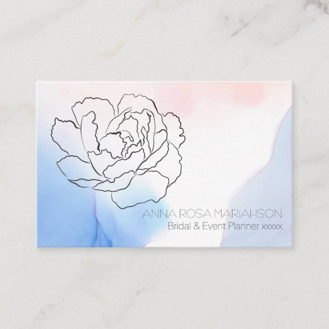 *~* Rosen floral Weichweich Pastellfarben Pink Bla Visitenkarte (Vorderseite)