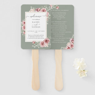 Rosen Florales Elegantes Hochzeitsprogramm in Salb Fächer
