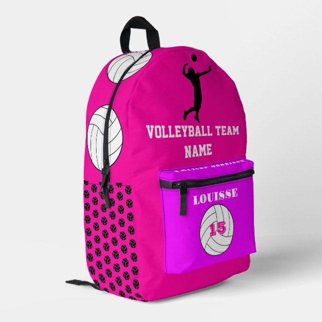 Rosen fuchsienrosa Rucksack-Volleyballmannschaft Bedruckter Rucksack (Rückseitige Ecke links)