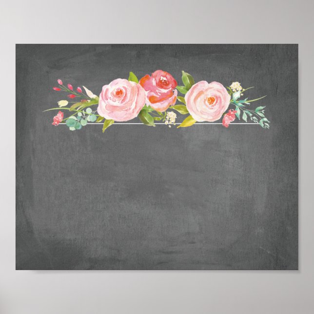 Rosen Garden Blumenkhalkboard Leere Zeichen Poster (Vorne)