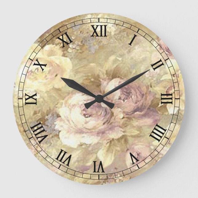 Rosen-Garten-runde römische Ziffern-Uhr Große Wanduhr (Vorderseite)