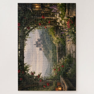 Rosen-Garten-Torbogen-Schloss-Puzzle Puzzle