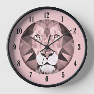 Rosen-Geometrie-Löwenkopf Schwarz Zahlen Uhr