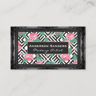 Rosen geometrisches Muster   Antike schwarze Umran Visitenkarte
