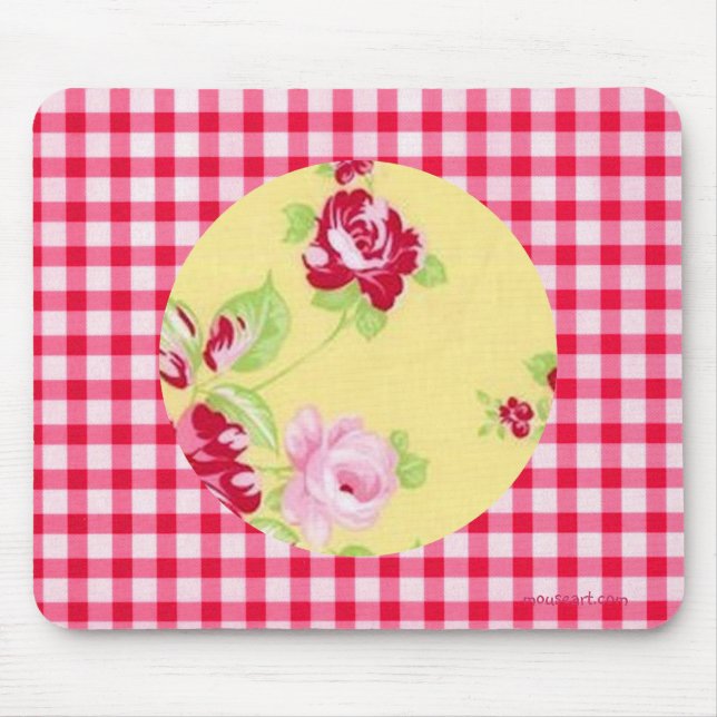 Rosen-Gingham-Mauspad Mousepad (Vorne)