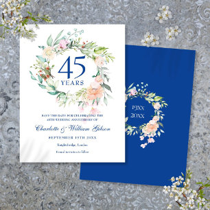 Rosen-Girlande 45. 65. Hochzeitstag Save-the-Date- Ankündigungspostkarte