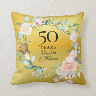 Rosen-Girlande aus Goldfolie zum 50. Hochzeitstag Kissen